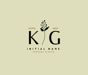 K G KG Beauty vector initial logo, handwriting logo of initial signature, wedding, fashion, jewerly, boutique, floral and botanical with creative template for any company or business.