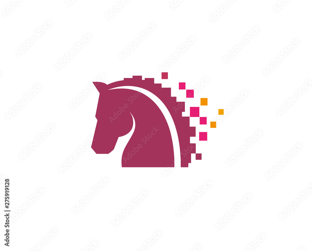 Wall mural creative abstract horse head pixel logo design vector symbol illustration