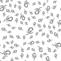 Seamless pattern of hand drawn vector dragon isolated on white background. Fantastic dragon icon. Freehand seamless silhouette of mythology aminal. Fantasy outline illustration