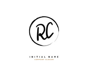 Obraz premium R C RC Beauty vector initial logo, handwriting logo of initial signature, wedding, fashion, jewerly, boutique, floral and botanical with creative template for any company or business.
