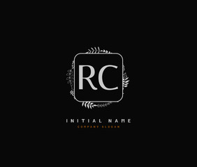 R C RC Beauty vector initial logo, handwriting logo of initial signature, wedding, fashion, jewerly, boutique, floral and botanical with creative template for any company or business.
