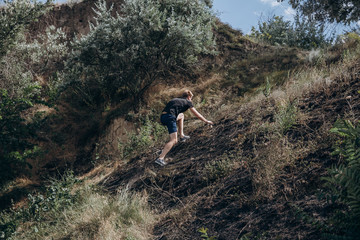 running man in the forest