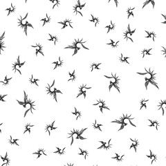 Seamless pattern of hand drawn vector dragon isolated on white background. Fantastic dragon icon. Freehand seamless silhouette of mythology aminal. Fantasy outline illustration