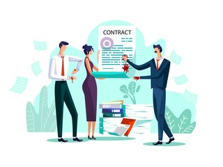 Contract conclusion business concept vector illustration