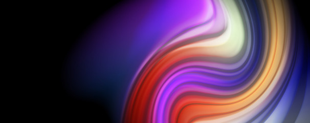 Fototapeta premium Fluid liquid color wave lines, glowing colorful light effect, abstract composition template. Geometric technology abstract pattern. Movement concept