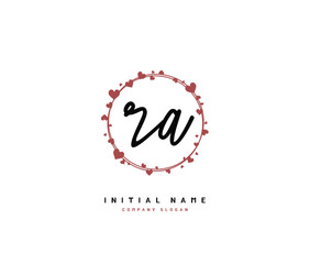 R A RA Beauty vector initial logo, handwriting logo of initial signature, wedding, fashion, jewerly, boutique, floral and botanical with creative template for any company or business.