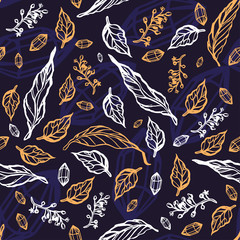 Fototapeta premium Seamless pattern with leaves and branches. Floral ornament.