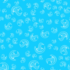 Seamless pattern of hand drawn vector eagle isolated on blue background. Fantastic dragon icon. Freehand seamless silhouette of mythology aminal. Fantasy outline illustration