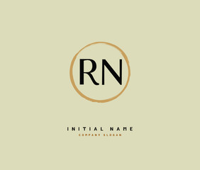 R N RN Beauty vector initial logo, handwriting logo of initial signature, wedding, fashion, jewerly, boutique, floral and botanical with creative template for any company or business.