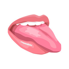 sexy lips. open mouth with tongue.Attractive female mouth. print for T-shirt or tattoo. isolated on white background