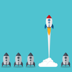Think differently - Being different, taking risky, move for success in life -The graphic of rocket also represents the concept of courage, enterprise, confidence, belief, fearless, daring. Vector