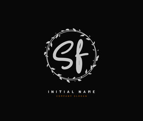 S F SF Beauty vector initial logo, handwriting logo of initial signature, wedding, fashion, jewerly, boutique, floral and botanical with creative template for any company or business.