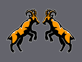 Goat, Mascot logo, Sticker design, Vector illustration.