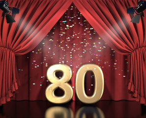 80 Jahre Jubiläum auf Bühne mit rotem Vorhang 