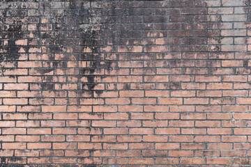 brick wall with weathered and stained texture background.