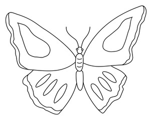 Butterfly clipart. Outline doodle vector illustration. Coloring book for children.