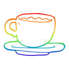 rainbow gradient line drawing cartoon cup of tea