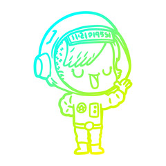 cold gradient line drawing cartoon astronaut woman