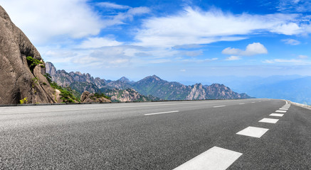 Asphalt highway and beautiful mountain nature landscape in Huangshan,Anhui,China.