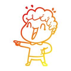 warm gradient line drawing cartoon happy man