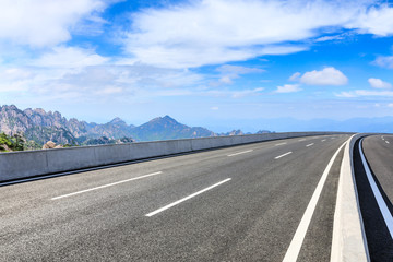 Asphalt highway and beautiful mountain nature landscape in Huangshan,Anhui,China.