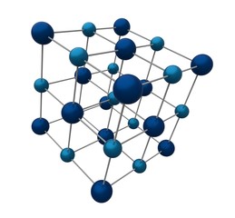 Crystal structure. Sodium chloride rock salt. 3D Illustration.