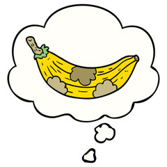 cartoon old banana and thought bubble