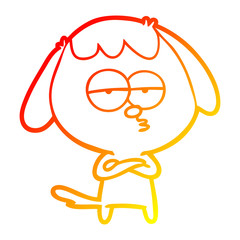 warm gradient line drawing cartoon bored dog