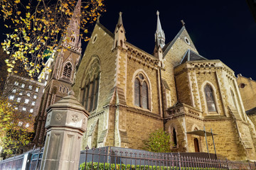 Melbourne CBD night life Scot's church