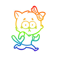 rainbow gradient line drawing cartoon cat