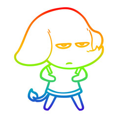 rainbow gradient line drawing annoyed cartoon elephant
