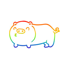 rainbow gradient line drawing cartoon pig