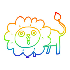 rainbow gradient line drawing cartoon happy lion