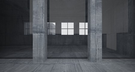 Fototapeta premium Abstract architectural concrete interior of a minimalist house with white background . 3D illustration and rendering.