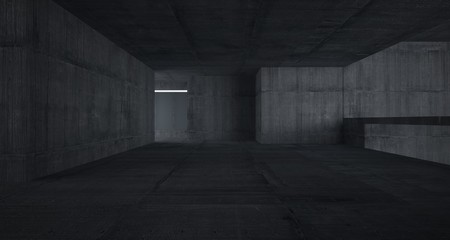 Abstract architectural concrete interior of a minimalist house with white background . 3D illustration and rendering.