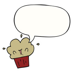cartoon cupcake and speech bubble