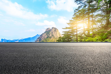 Asphalt road and beautiful mountain nature landscape in Huangshan,Anhui,China.