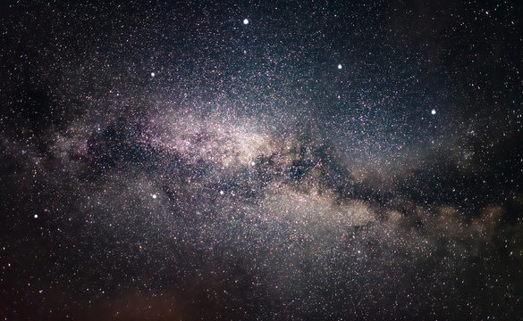 Milky Way galaxy in the night sky. Starry sky © Denis Rozhnovsky
