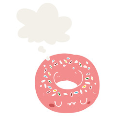 Fototapeta premium cartoon donut and thought bubble in retro style