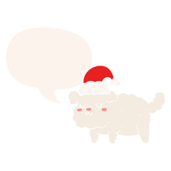 cute christmas dog and speech bubble in retro style