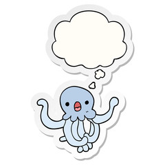 cartoon jellyfish and thought bubble as a printed sticker