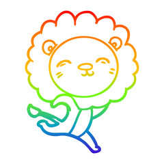 rainbow gradient line drawing cartoon lion