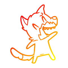 warm gradient line drawing laughing fox cartoon