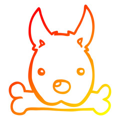Obraz premium warm gradient line drawing cartoon dog with bone