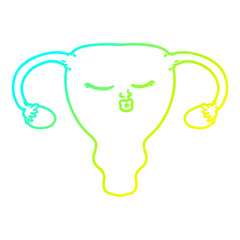 cold gradient line drawing cartoon uterus