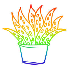 rainbow gradient line drawing cartoon house plant
