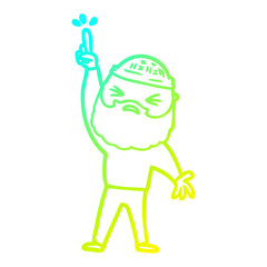 cold gradient line drawing cartoon man with beard