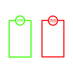 Yes and No (positive and negative) with rectangles and copy space in green and red