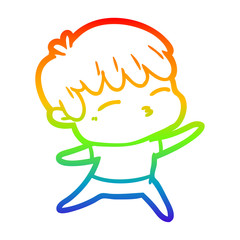 rainbow gradient line drawing cartoon curious boy