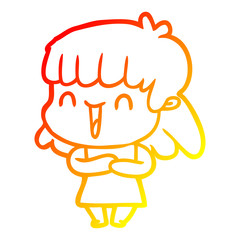 warm gradient line drawing cartoon woman